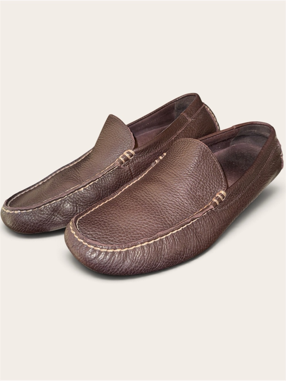 Polo Ralph Lauren Terence Brown Pebbled Leather Driving Loafers Men Size 9 D